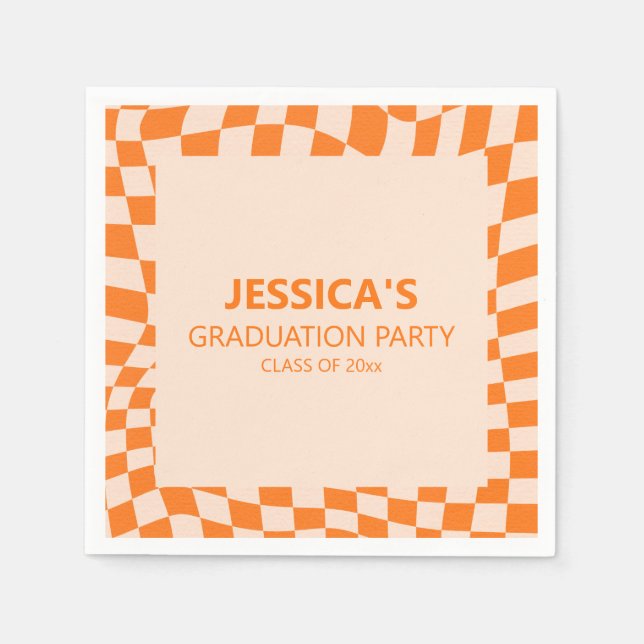 Servilleta De Papel Orange Checker Graduation Party Custom 2026 (Anverso)