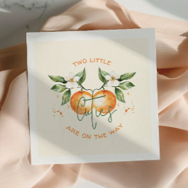 Servilleta De Papel Orange Citrus Two Little Cuties Twin Baby Shower