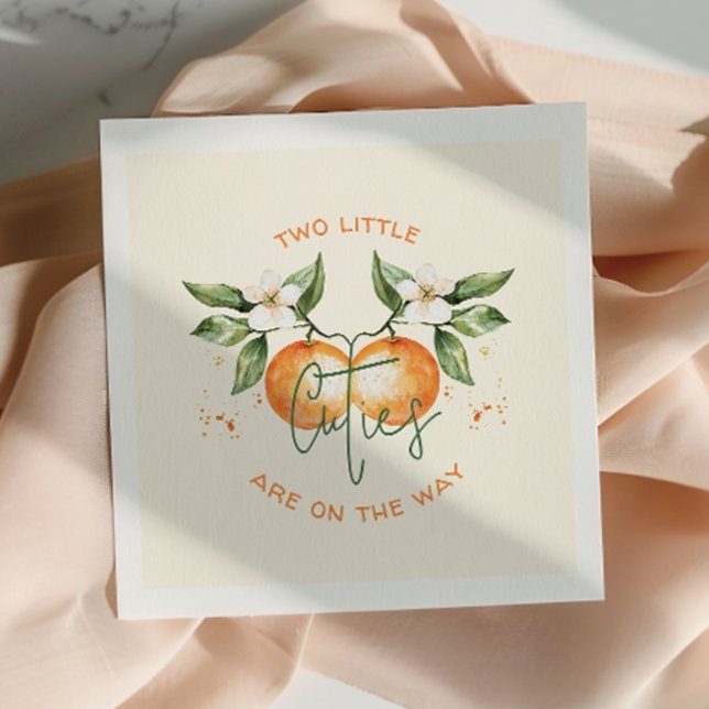 Servilleta De Papel Orange Citrus Two Little Cuties Twin Baby Shower (Subido por el creador)