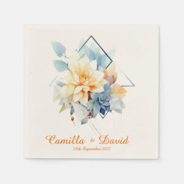 Servilleta De Papel Orange Cub-Flower: Personalized Wedding Napkins