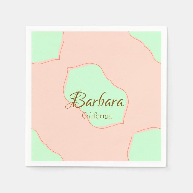 Servilleta De Papel Orange green pastel boho add name place rustic ele (Anverso)