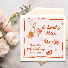 Servilleta De Papel Orange Hand Drawn A Spritz Older Birthday Party