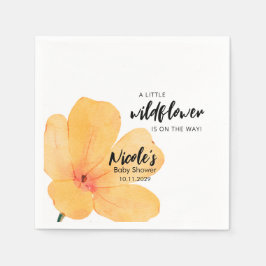 Servilleta De Papel Orange Little Wildflower On the Way Baby Shower