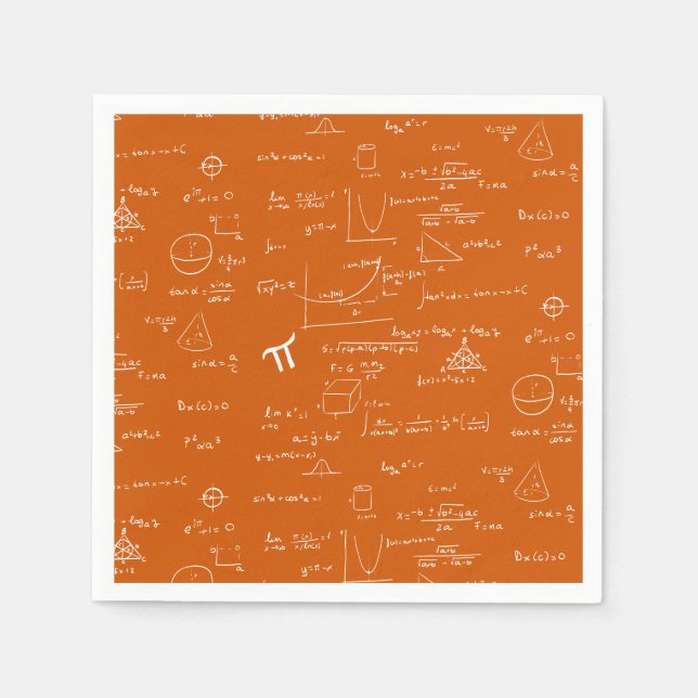 Servilleta De Papel Orange Math Equations Graphics Graduation (Anverso)