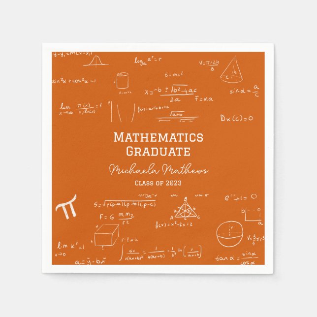 Servilleta De Papel Orange Mathematics Graduate Class of Graduation (Anverso)