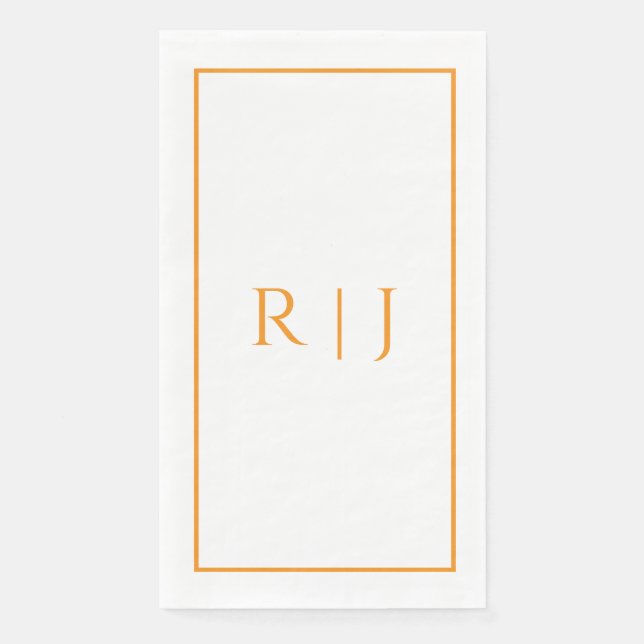Servilleta De Papel Orange Monogram Spring Summer Elegant Wedding (Anverso)