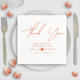 Servilleta De Papel Orange script calligraphy Thank You fall wedding