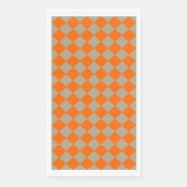 Servilleta De Papel Orange Taupe Checker Diamond Pattern