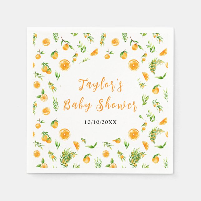 Servilleta De Papel Oranges Citrus Baby Shower (Anverso)