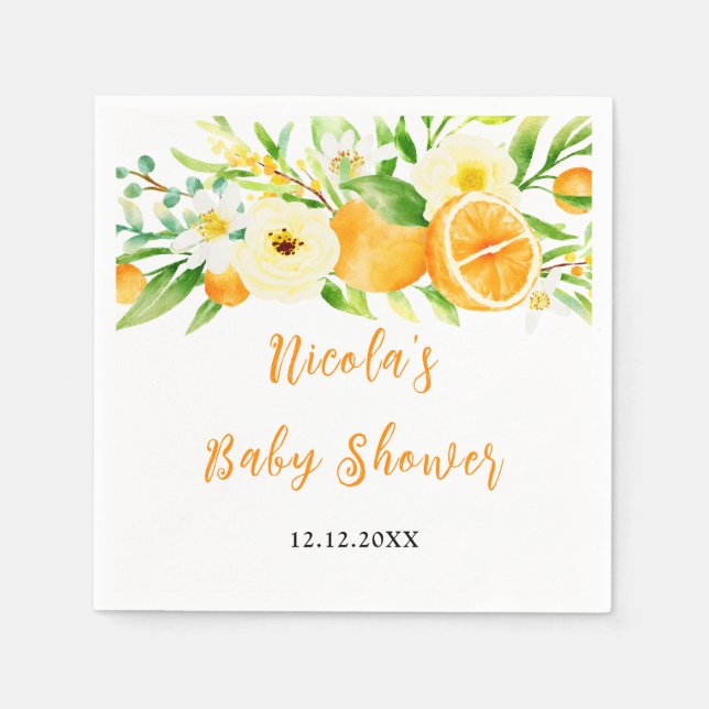 Servilleta De Papel Oranges Citrus Baby Shower (Anverso)