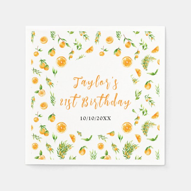 Servilleta De Papel Oranges Citrus Birthday Party (Anverso)