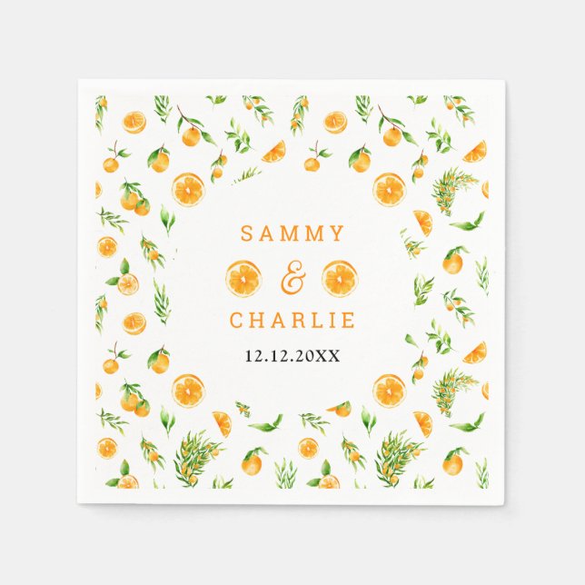 Servilleta De Papel Oranges Citrus Wedding (Anverso)
