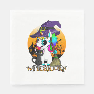 Servilleta De Papel Orano negro de gato de unicornio de bruja Hallowee