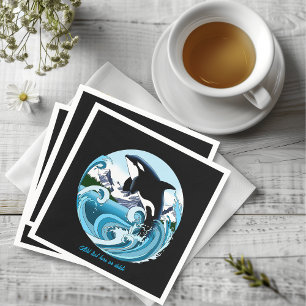 Servilleta De Papel Orca Majestuosa Ballena Asesina Olas Azules Océano