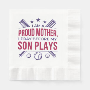 Servilleta De Papel Orgullosa Madre De Béisbol Que Rezo Antes De Jugar
