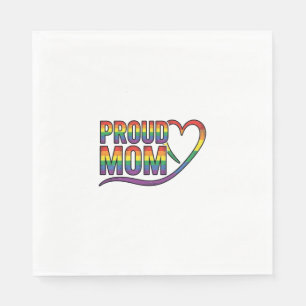 Servilleta De Papel Orgullosa Mamá Corazón Arcoíris Diseño de Grabado 