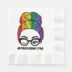 Servilleta De Papel Orgullosa Mamá Pelo Despeinado LGBTQ Bandera Arcoí