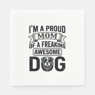 Servilleta De Papel Orgullosa Mamá Perro Diseño Vectorial de Grabado V