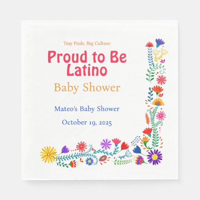 Servilleta De Papel Orgulloso de ser una ducha de bebé latina (Anverso)