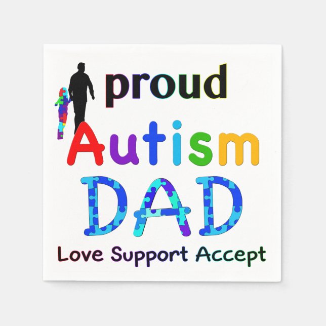 Servilleta De Papel Orgulloso padre del autismo (Anverso)