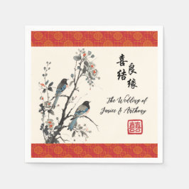 Servilleta De Papel Oriental flower birds Chinese wedding 