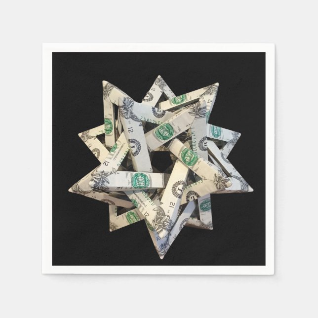 Servilleta De Papel Origami de dinero Cinco Tetraedros Intersectantes (Anverso)