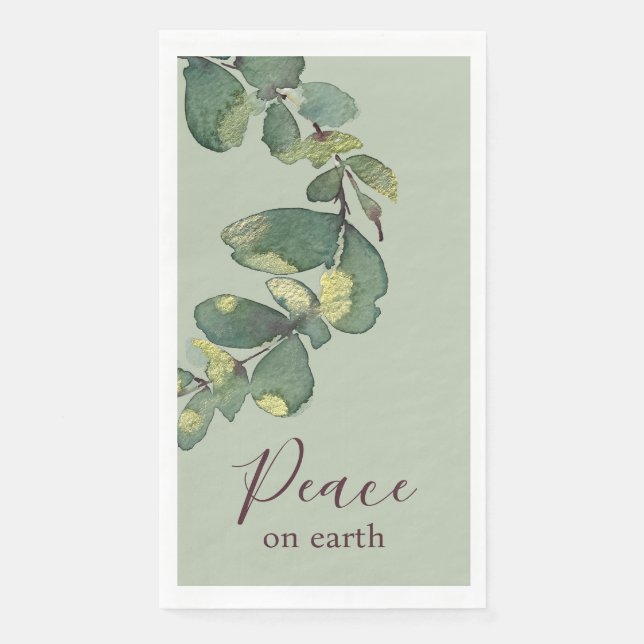 Servilleta De Papel Original Watercolor Greenery Custom Christmas (Anverso)