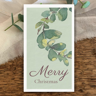Servilleta De Papel Original Watercolor Greenery Merry Christmas