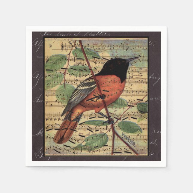 Servilleta De Papel Oriole Vintage sobre la música (Anverso)