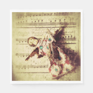 Servilleta De Papel Ornamento de ángel de época sobre música