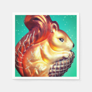 Servilleta De Papel Ornamento de invierno de otoño de ardilla y pineco