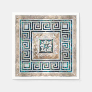 Servilleta De Papel Ornamento dominante griego - olmo y oro