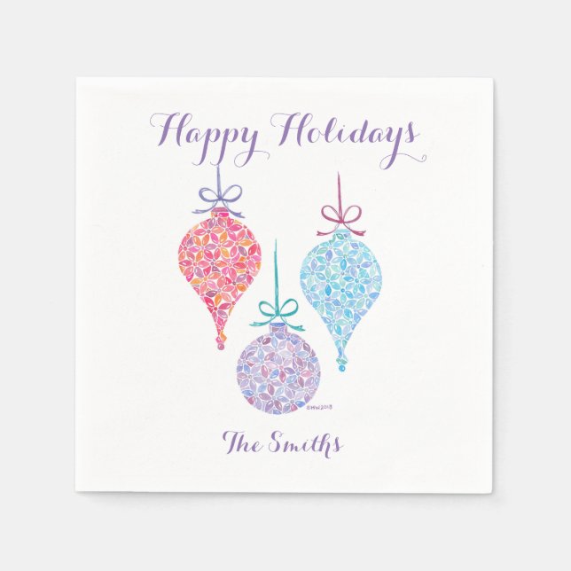 Servilleta De Papel Ornamentos colgantes Cocktail Napkins por Sue Weid (Anverso)