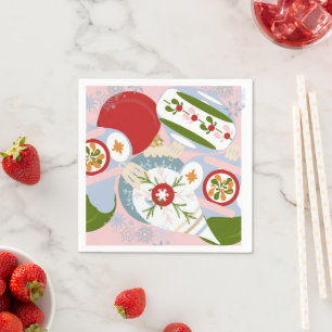 Servilleta De Papel Ornamentos de árbol de Navidad verde rojo azul