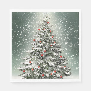 Servilleta De Papel Ornamentos de color verde del árbol de Navidad Nie