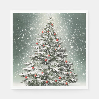 Servilleta De Papel Ornamentos de color verde del árbol de Navidad Nie