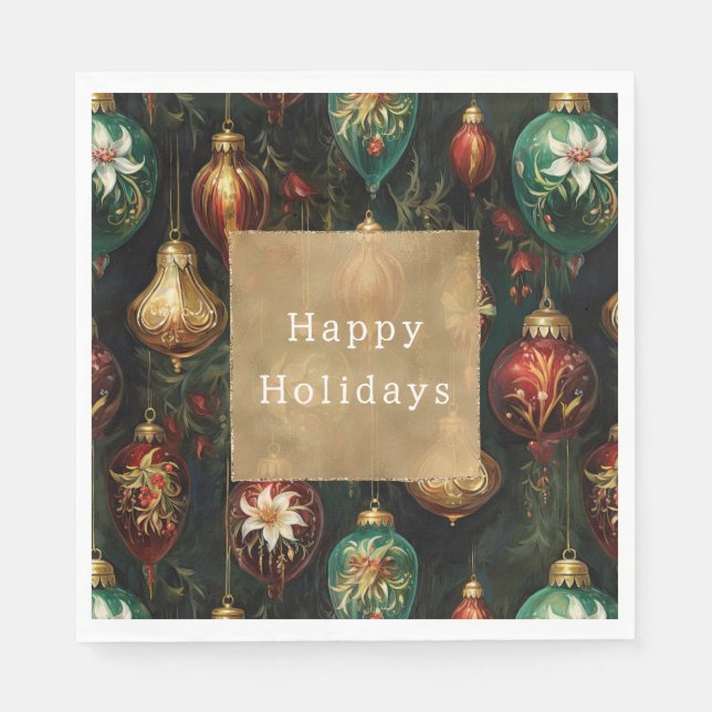 Servilleta De Papel Ornamentos de Navidad (Anverso)