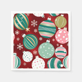 Servilleta De Papel Ornamentos de Navidad retro vintage y copos de nie