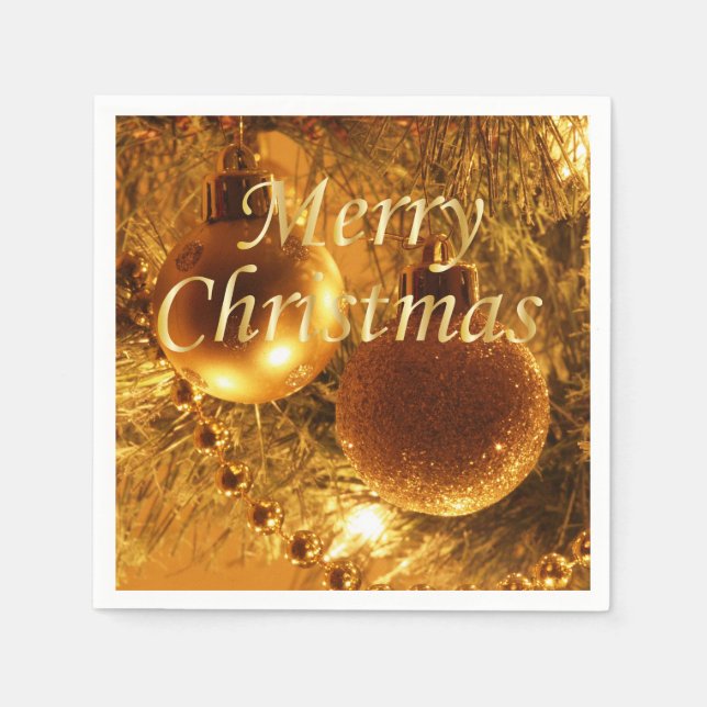Servilleta De Papel Ornamentos de oro navideño (Anverso)