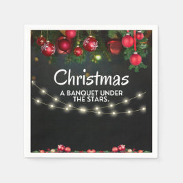 Servilleta De Papel Ornamentos de oro rojo Feliz Navidad