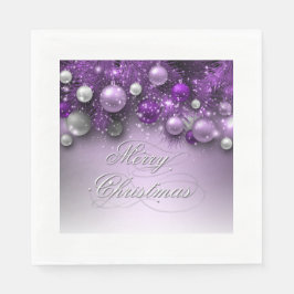 Servilleta De Papel Ornamentos de vacaciones de navidades - Púrpura