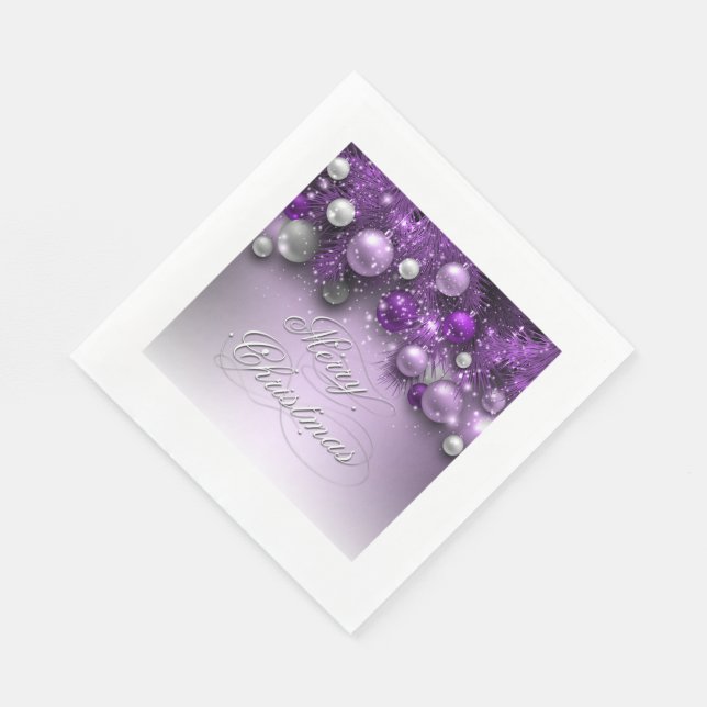 Servilleta De Papel Ornamentos de vacaciones de navidades - Púrpura (Esquina)