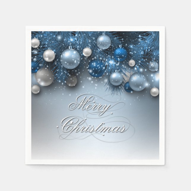 Servilleta De Papel Ornamentos de vacaciones para navidades - Blues (Anverso)