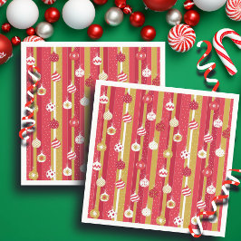 Servilleta De Papel Ornamentos del árbol de navidad rojo amarillo