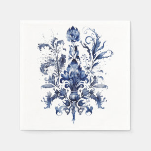 Servilleta De Papel Ornamentos Delft azules y blancos con flores