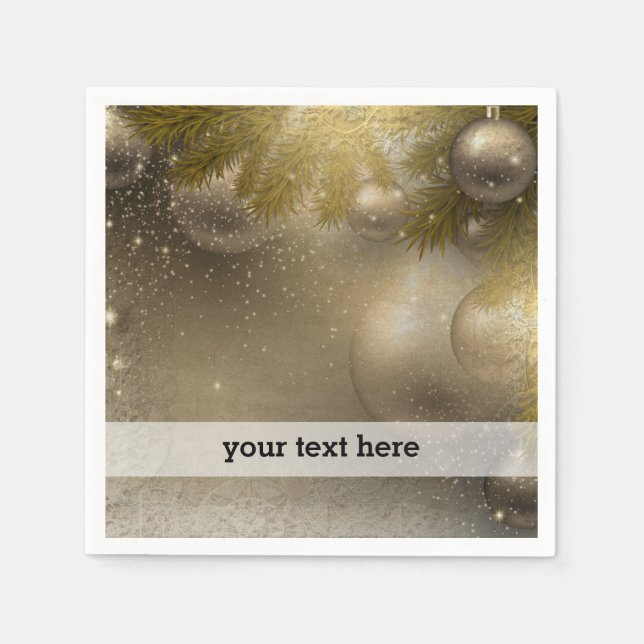 Servilleta De Papel Ornamentos dorados plateados (Anverso)