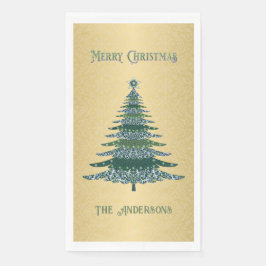 Servilleta De Papel Ornamentos modernos de nombre de oro verde del árb