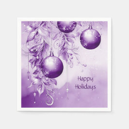 Servilleta De Papel Ornamentos morados Navidades Holiday Napkin