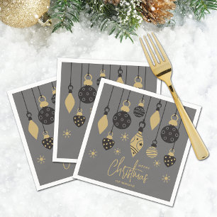 Servilleta De Papel Ornamentos navideños de moda en gris