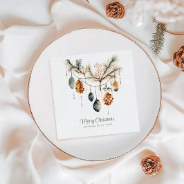Servilleta De Papel Ornamentos navideños de moda Watercolor Boho